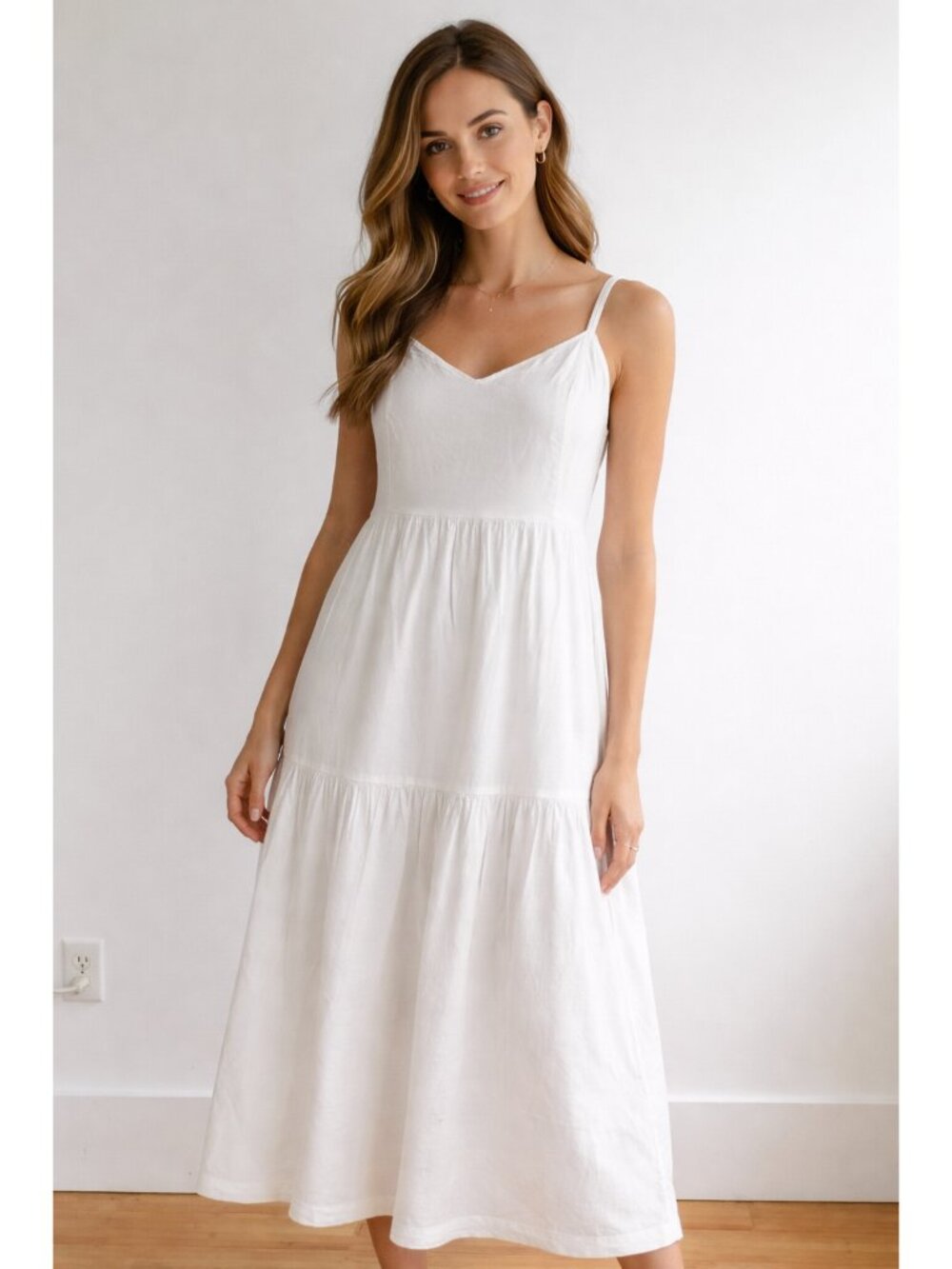 Old Navy Large Calla Lily Tiered Maxi Cami Swing Dress Cotton Blend Lined